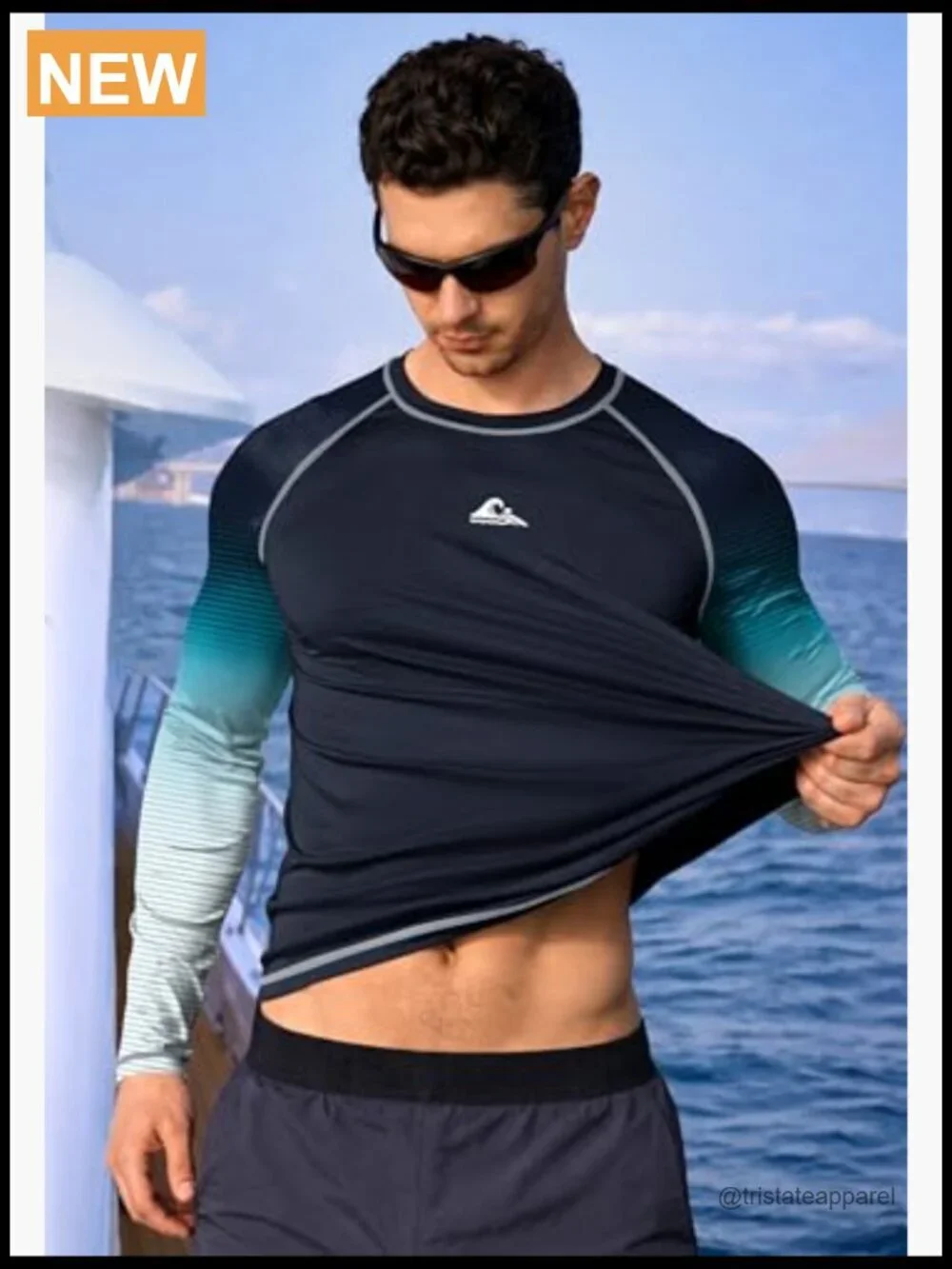 Mens UPF 50+ Long Sleeve Rash Guard Swim Shirt Quick Dry Sun Protection